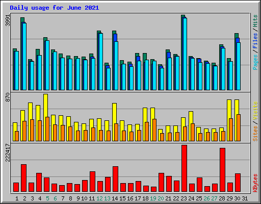 Daily usage for June 2021